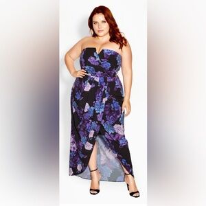 City Chic Hydrangea Maxi Dress - Black